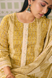 Pure Mal Mal Cotton Hand Block Print Straight Cut Salwar Kameez